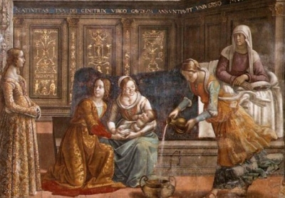 Domenico Ghirlandaio: Mária születése (1486–90 körül)
